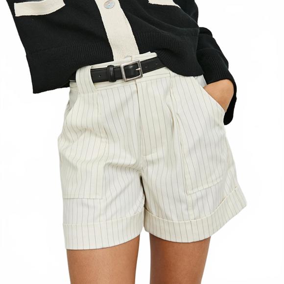 NEW RAILS maryam striped shorts in birch pinstripe - Picture 1 of 5